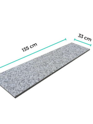 Stopnica granitowa szara płomieniowana G602 135x33x2 Bianco Sardo