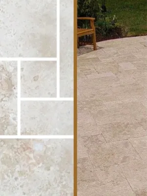 Trawertyn Ivory Classic mix układ rzymski 3cm 1kpl=0,742m2 taras ogród basen  | Komplet Rzymski