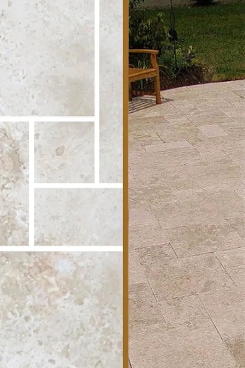 Trawertyn Ivory Classic mix układ rzymski 3cm 1kpl=0,742m2 taras ogród basen | Komplet Rzymski