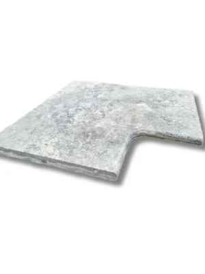 Trawertyn 3 cm Kamień brzegowy Silver Greige Ash | Obrzeża do basenu Bullnose narożnik