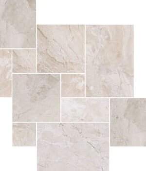 Płytki marmurowe Coffee White| Queen Beige Antykowana Bębnowana komplet = 0,742m2 | Komplet Rzymski