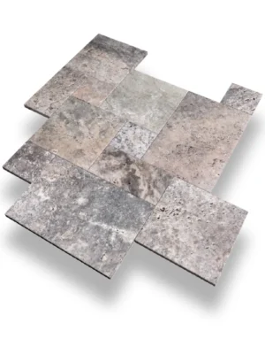 Trawertyn Ash Argent Antykowany Bębnowany 3 cm | 1kpl=0,742m2  | Komplet Rzymski