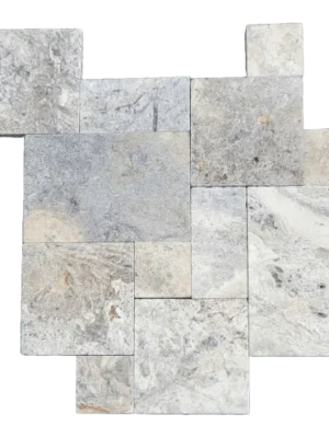 Trawertyn Silver Premium Bębnowany French Pattern 12mm 1kpl= 0,742m2 | Komplet Rzymski