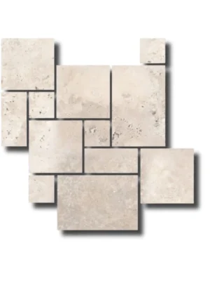 Trawertyn Super Light Bębnowany Szlif French Pattern 12mm 1kpl= 0,742m2 | Komplet Rzymski