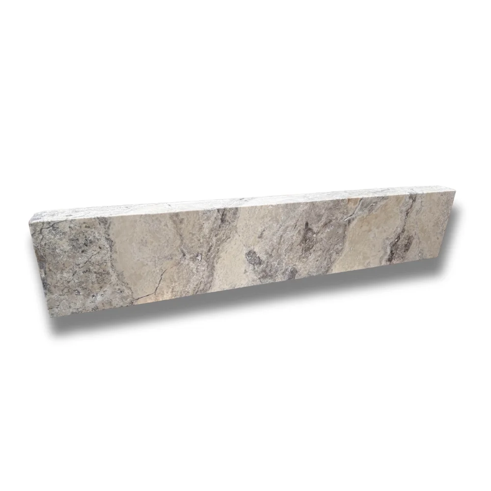 Trawertyn Obrzeże Silver Latte Greige Bębnowany Szlif 100x20x6 | Opornik
