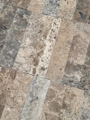 Kamień dekoracyjny trawertyn Ash bębnowany 7,5x30,5x1 cm