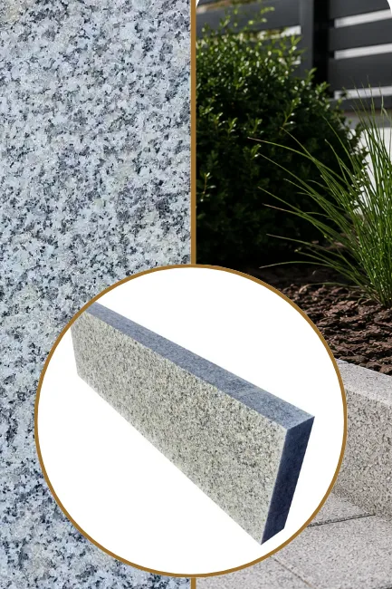 Obrzeże granitowe 8x30x80-120 cm góra i bok płomień