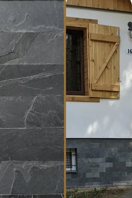 Kamień elewacyjny-dekoracyjny Łupek Black Slate Brick 10x30