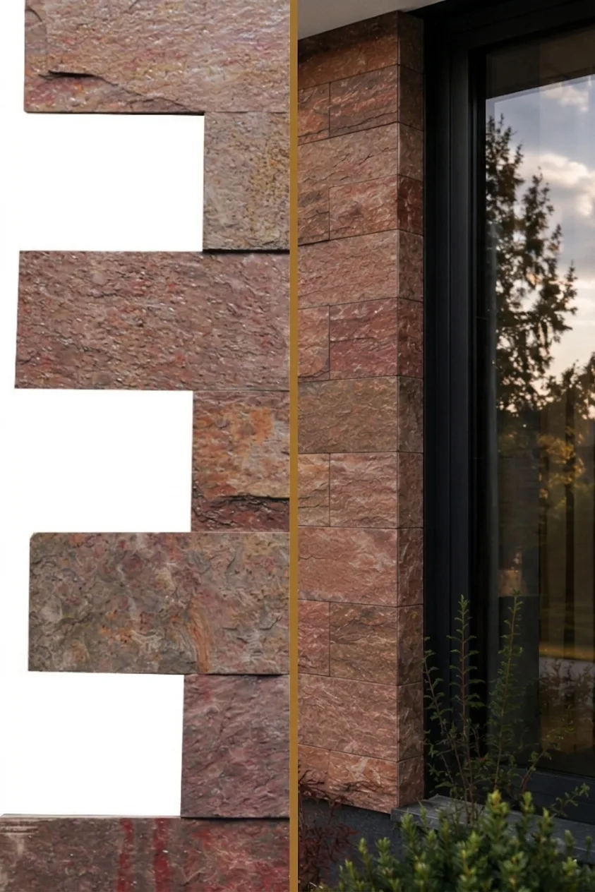 Kamień elewacyjny-dekoracyjny kwarcytowy Copper Brick 10x30