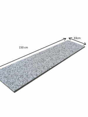 Stopnica granitowa szara płomieniowana Bianco Sardo G602 150x33x3 cm