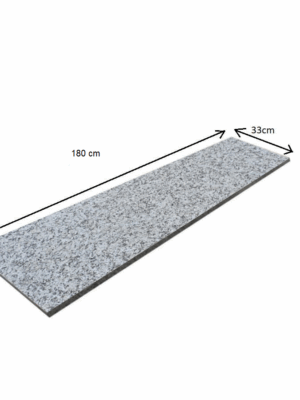 Stopnica granitowa szara płomieniowana Bianco Cristal G603 180x33x2 cm