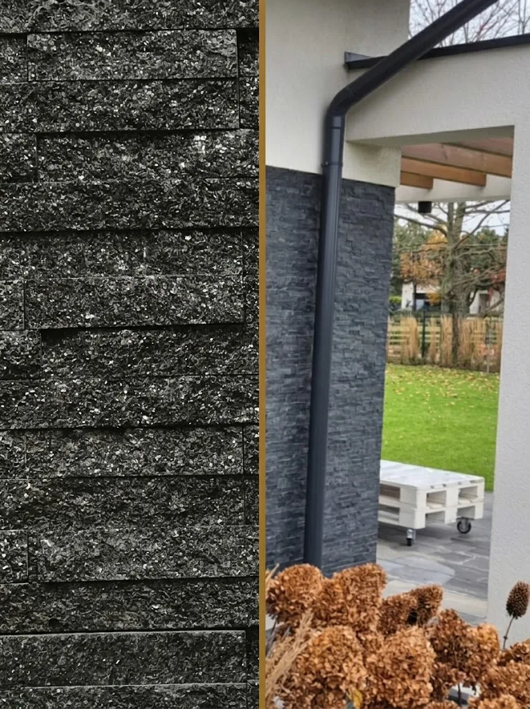 Kamień elewacyjny-dekoracyjny kwarcytowy czarny Stackstone Black 10x36x0,8-1,3 cm