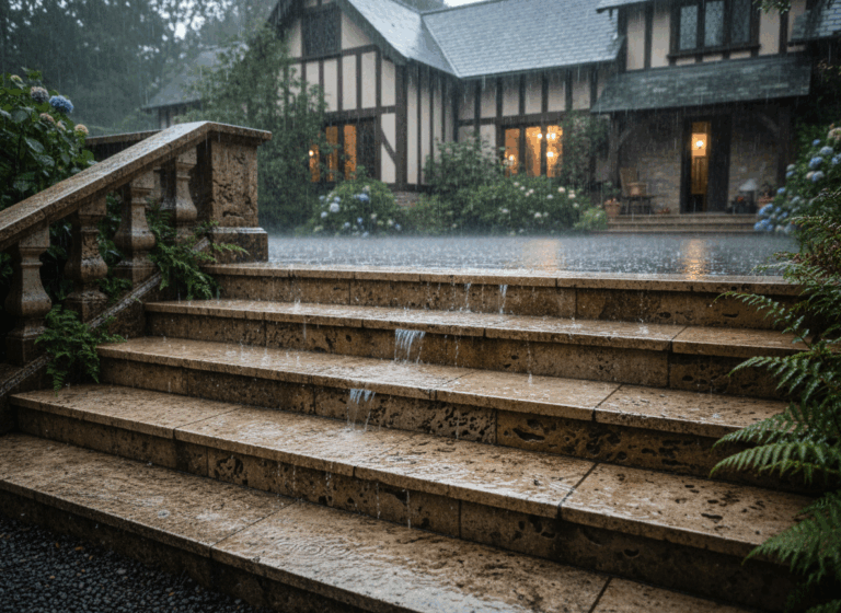 Trawertyn czy gres na schody zewnętrzne? Kompleksowe porównanie materiałów 2025