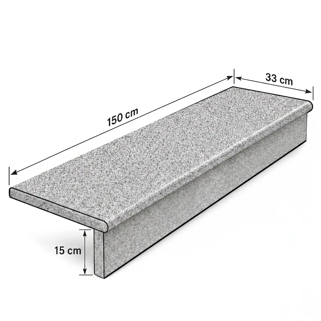 Stopnica granitowa szara płomieniowana G603 150x33x2 cm - obrazek 2