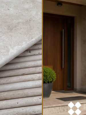 Trawertyn Stopnica | Kamień brzegowy Ivory Classic Mix Bębnowany Bullnose 135x35x3 cm