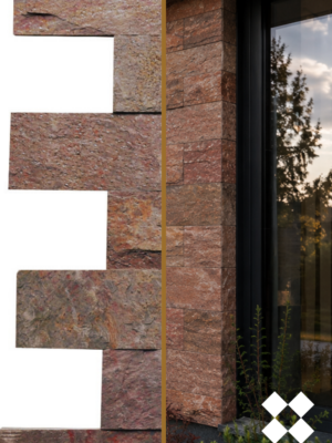 Kamień elewacyjny-dekoracyjny  kwarcytowy Copper Brick 10x30