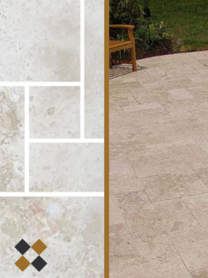 Trawertyn Ivory Classic mix układ rzymski 3cm 1kpl=0,742m2 taras ogród basen  | Komplet Rzymski