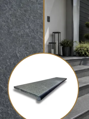 Stopnica Płomieniowana G690 Bazalt Bullnose 135x35x2+2