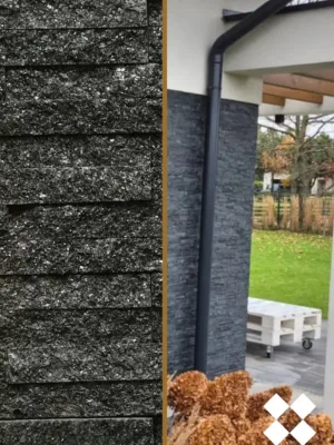 Kamień elewacyjny-dekoracyjny kwarcytowy czarny Stackstone Black 10x36x0,8-1,3 cm