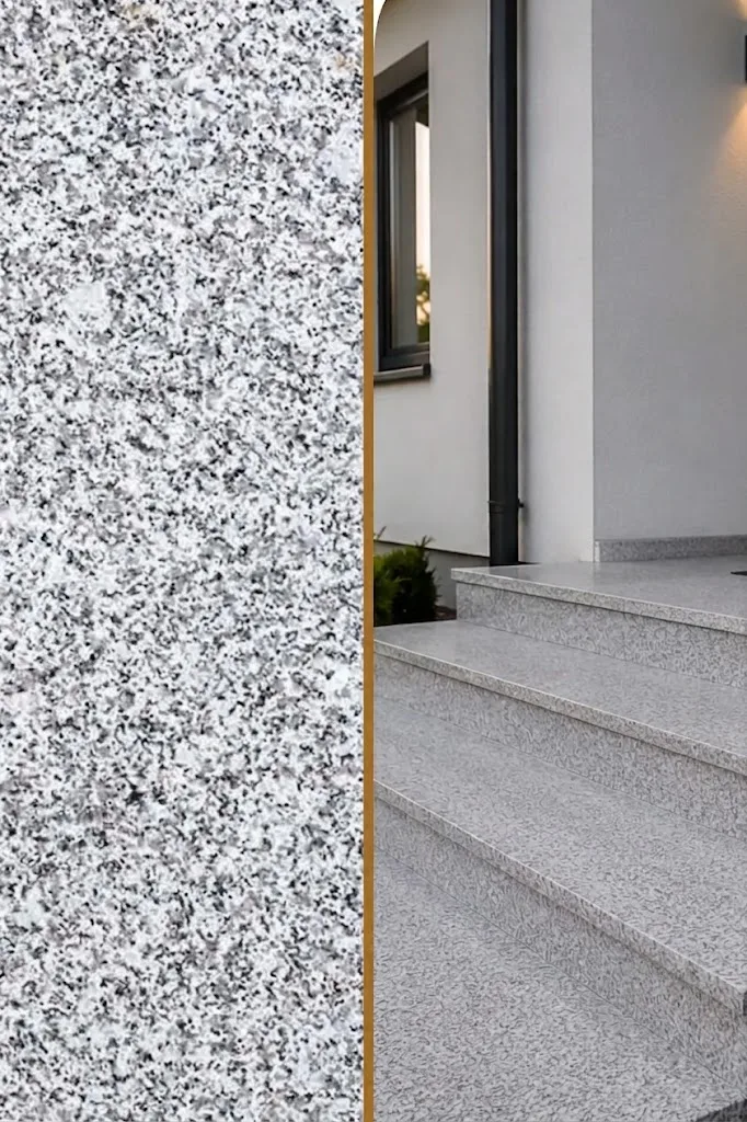Parapet Stopnica granitowa szara płomieniowana Bianco Sardo G602 180x33x2 cm