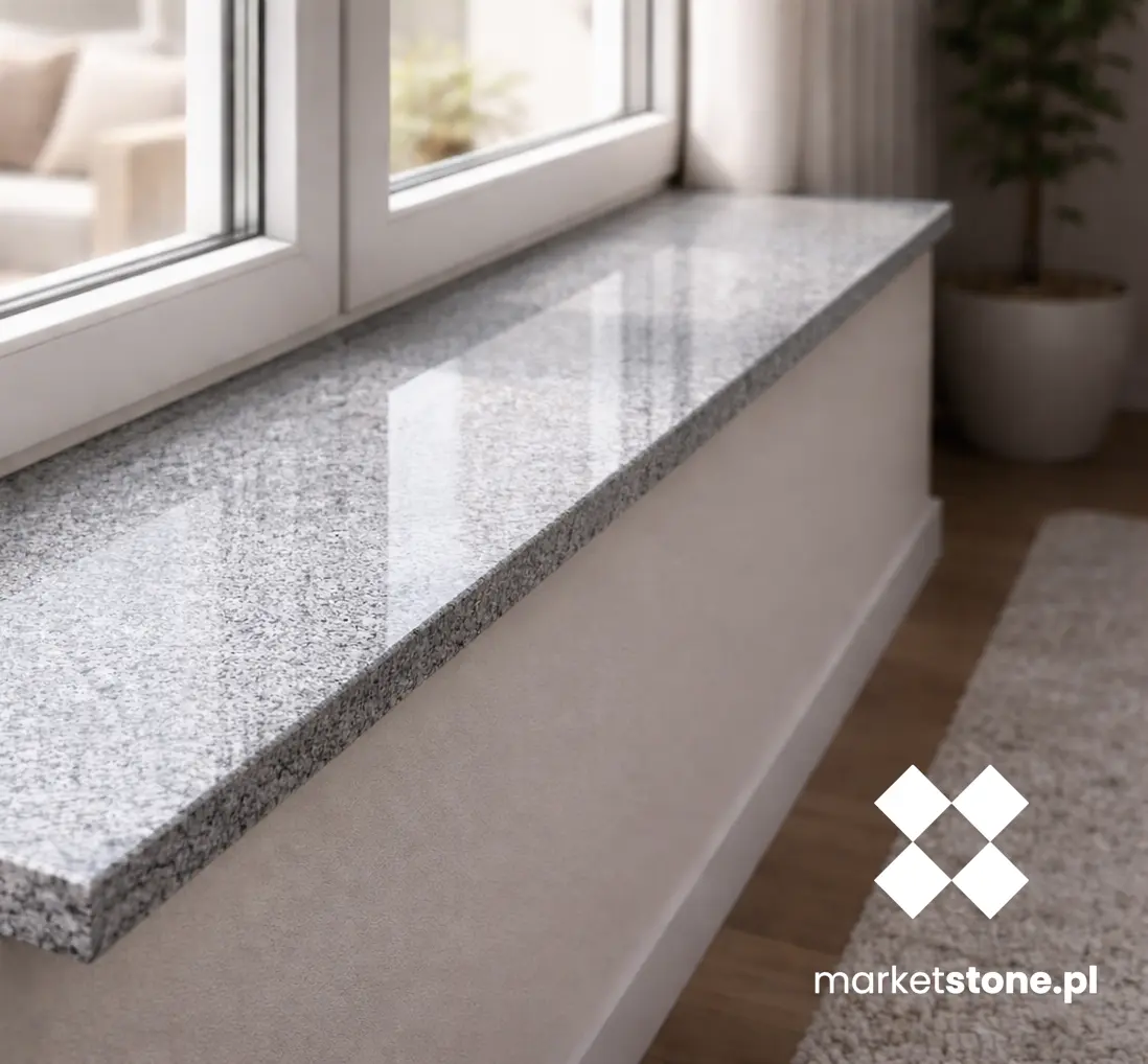 Stopnica / Parapet granitowy szary polerowany G603 New 92x33x2 cm - obrazek 4