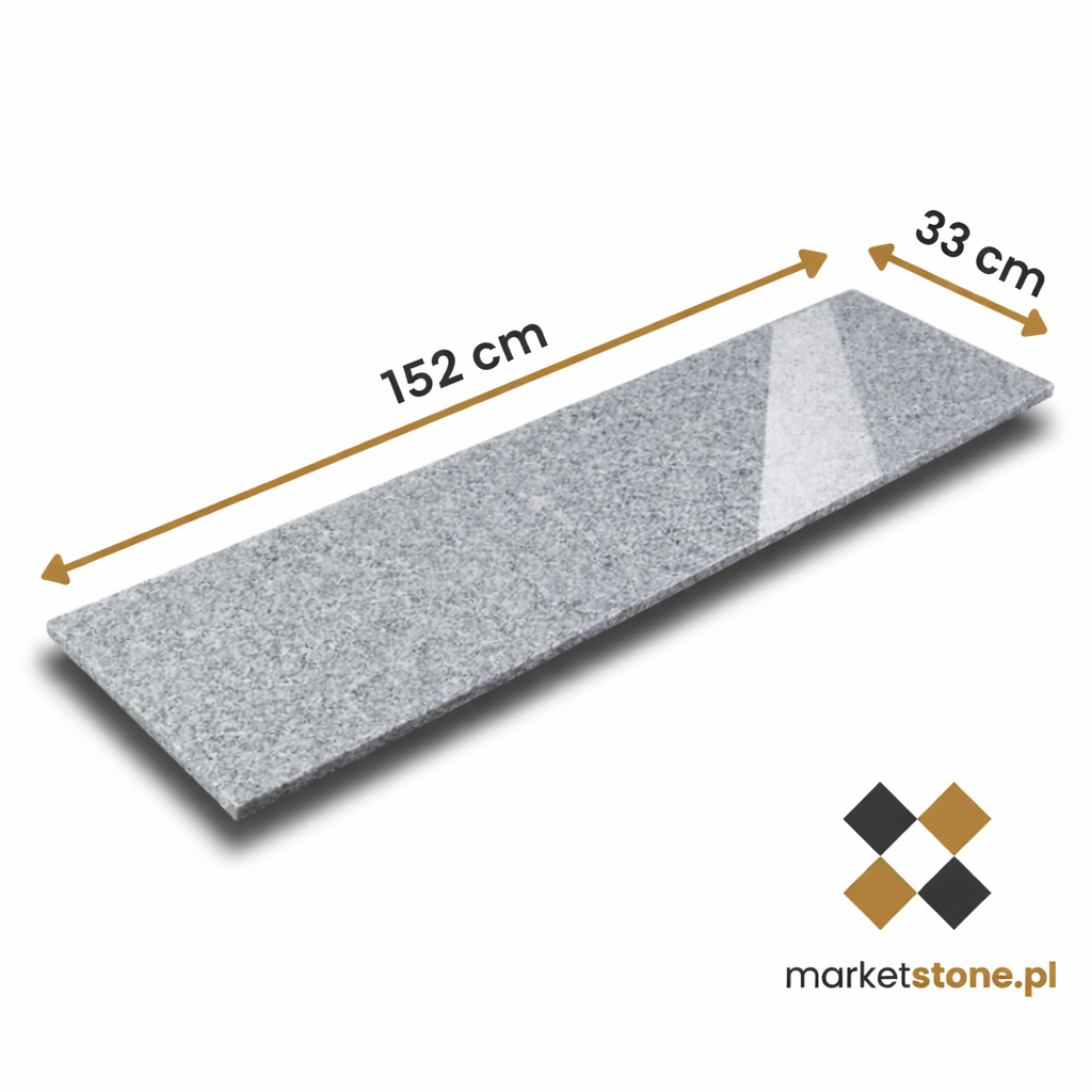 Stopnica / Parapet granitowy szary polerowany G603 New 152x33x2 cm - obrazek 3