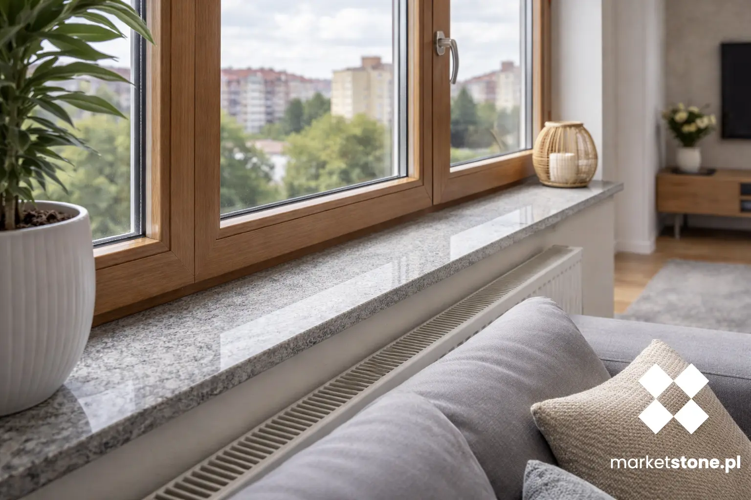 Stopnica / Parapet granitowy szary polerowany G603 New 122x33x2 cm - obrazek 4