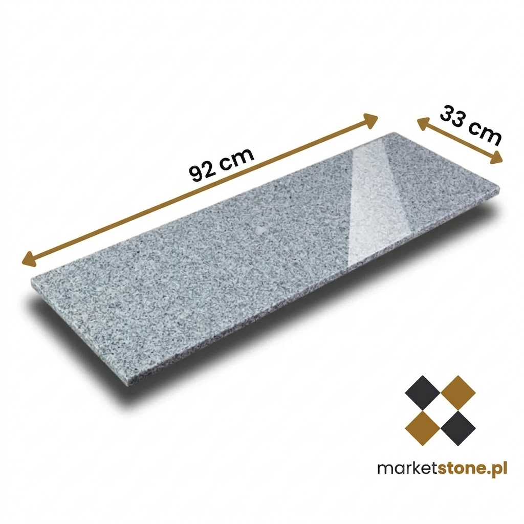 Stopnica / Parapet granitowy szary polerowany G603 New 92x33x2 cm - obrazek 3