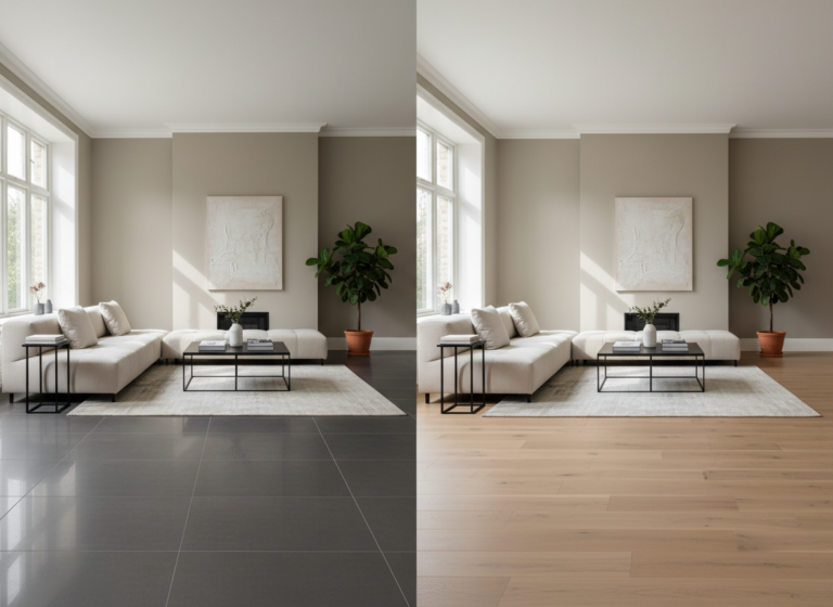 Jak wybrać płytki podłogowe do nowoczesnego salonu? Porównanie gresu i trawertynu