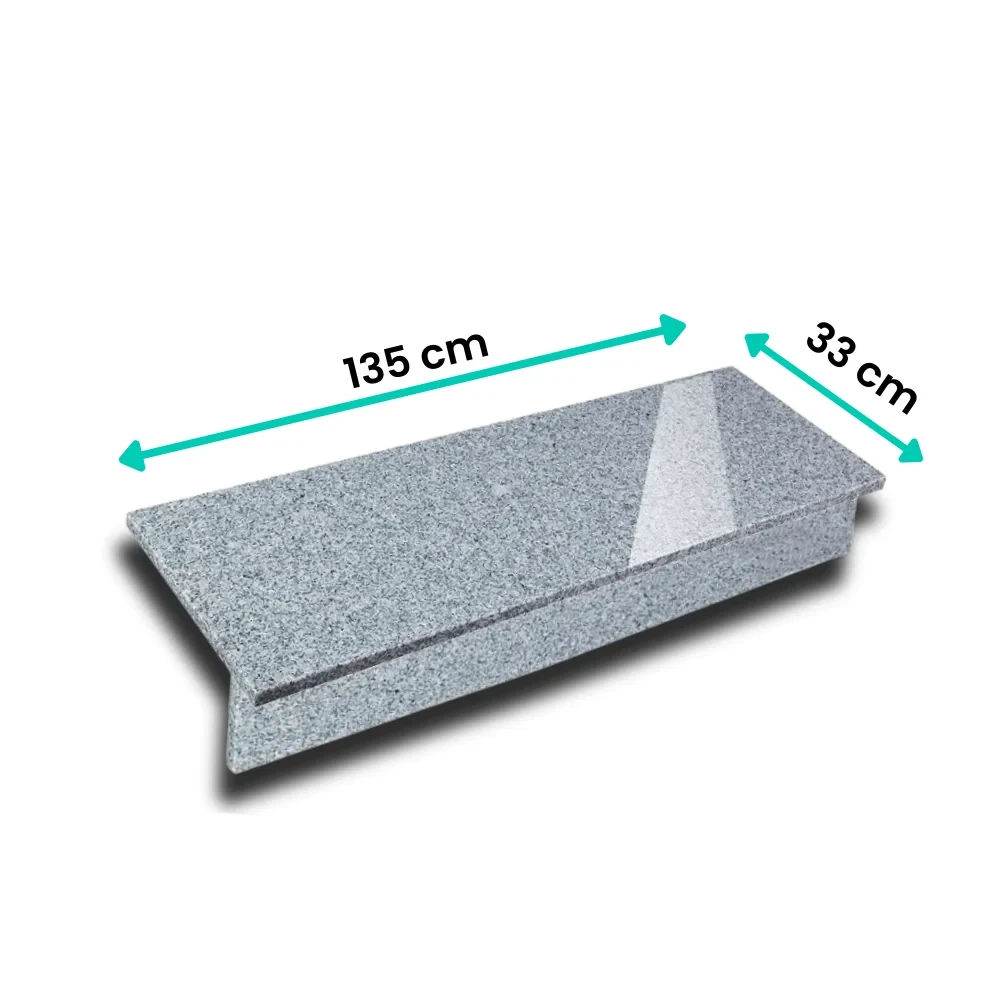 Zestaw Stopnica - Stopień + Podstopień Granitowy G602 135x33x2 / 135x15x2 Polerowany