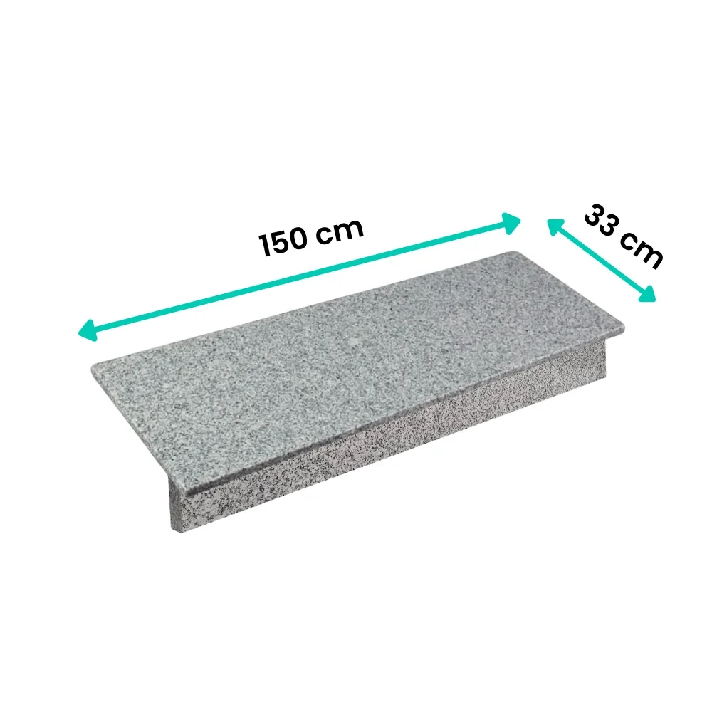 Zestaw Stopnica - Stopień + Podstopień Granitowy G603 150x33x2 / 150x15x2 Płomieniowany