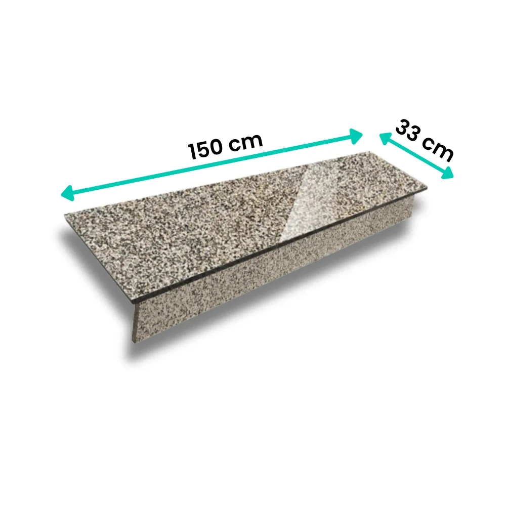 Zestaw Stopnica - Stopień + Podstopień Granitowy G682 150x33x2 / 150x15x2 Polerowany