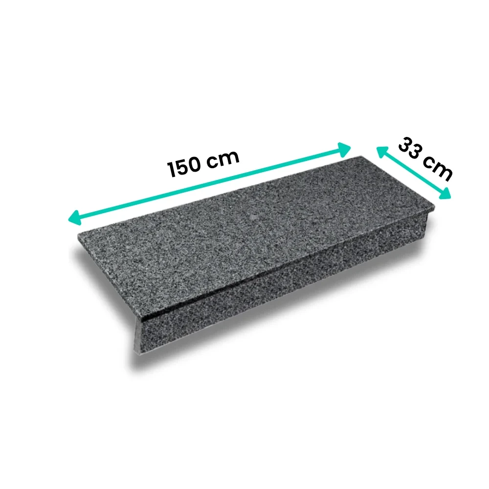 Zestaw Stopnica - Stopień + Podstopień Granitowy Dark Grey New G654 150x33x3 / 150x15x2 Płomieniowany