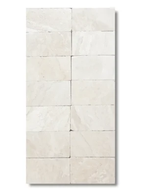 Płytka marmurowa Queen Beige | Coffee White Brick bębnowana 7,5x15x1 cm