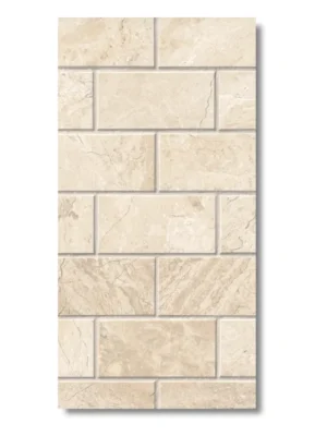Płytka marmurowa 12 mm cegiełka Coffee White Brick 10x30 Queen Beige