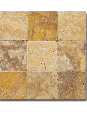 Trawertyn 12mm Yellow Bębnowany 10x10x1,2 cm