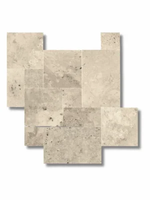 Trawertyn 12mm Light Com Bębnowany French Pattern 1kpl=0,742m2 | Komplet Rzymski