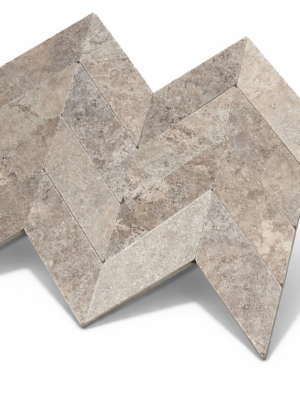 Trawertyn Silver Bębnowany 7,5x30,5 10mm Chevron