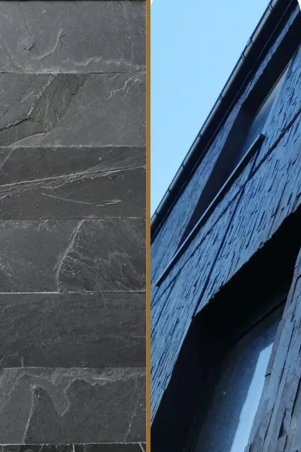 Kamień elewacyjny dekoracyjny łupek czarny 10x36 Black Slate Stackstone