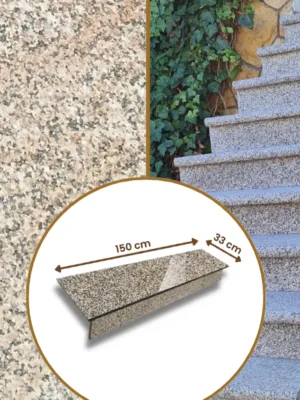 Zestaw Stopnica - Stopień + Podstopień Granitowy G682 150x33x2 / 150x15x2 Polerowany