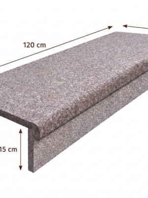 Zestaw Stopnica - Stopień + Podstopień Granitowy G664 120x35x2 / 120x15x2 Bullnose
