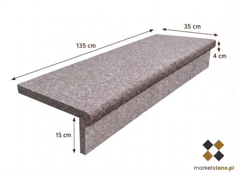 Zestaw Stopnica - Stopień + podstopień granitowy G664 Bullnose 135x35x2+2 Bullnose - obrazek 2