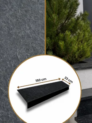 Zestaw Stopnica - Stopień + Podstopień Bazaltowy G690 Bazalt Black 150x33x2 / 150x15x2