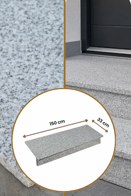 Zestaw Stopnica - Stopień + Podstopień Granitowy G603 150x33x3 / 150x15x2 Płomieniowany