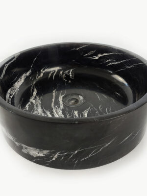 Umywalka marmurowa z marmuru czarnego black silk w rozmiarze 40,6/40,6/12,7 cm, wykończenie polerowane