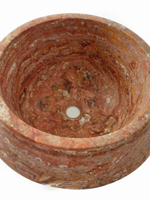 Umywalka trawertynowa bordeaux ø 44/21 cm satynowe