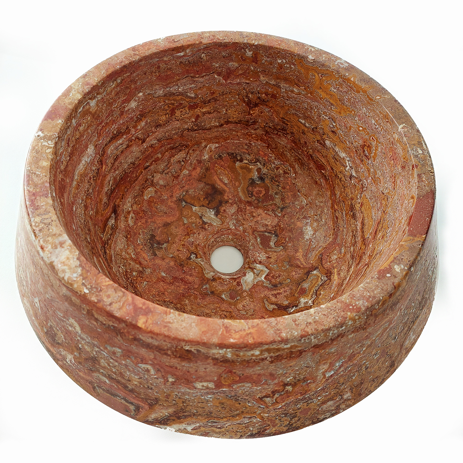 Umywalka trawertynowa bordeaux ø 44/21 cm satynowe