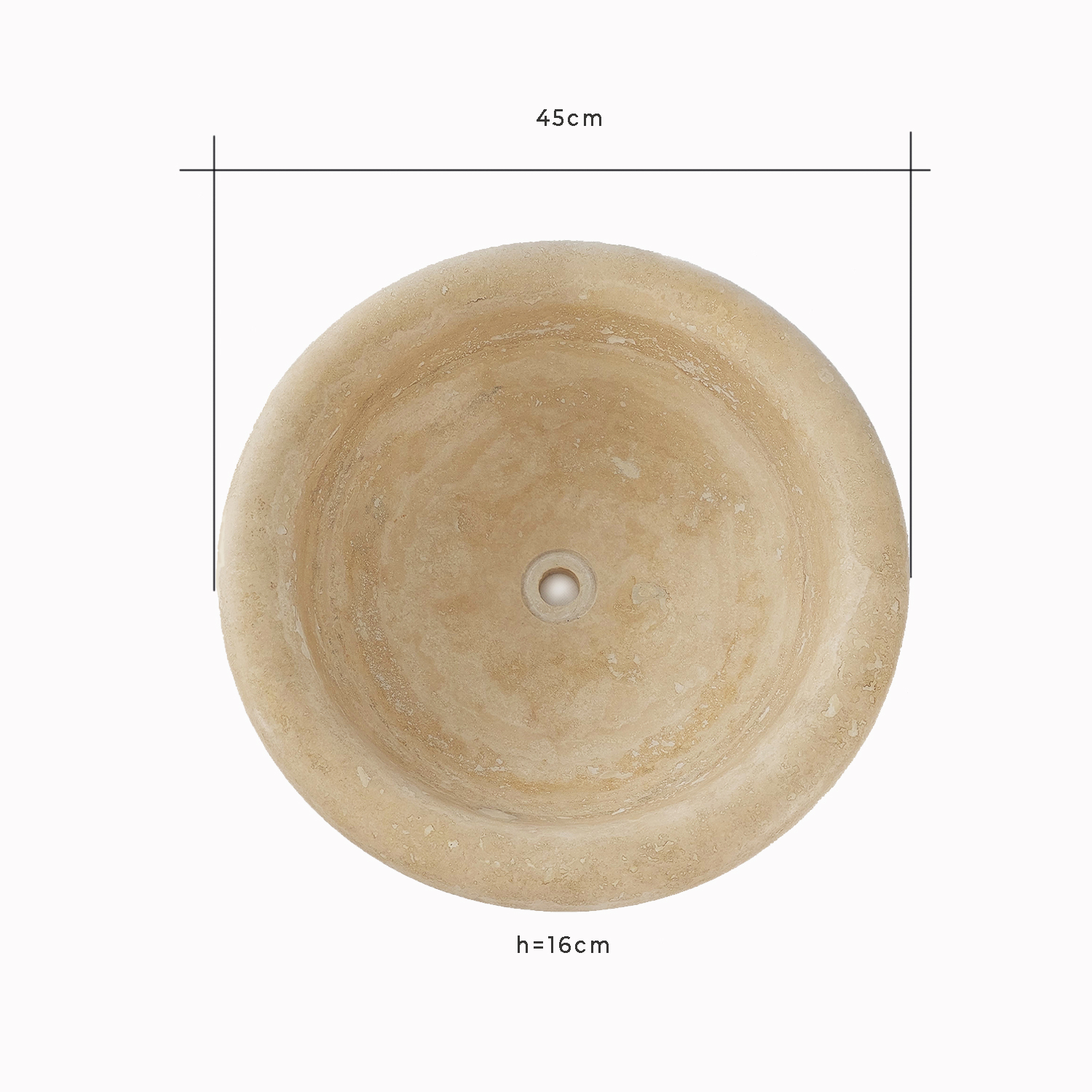 Umywalka trawertynowa Classic Light L ø 45/16 cm satynowa - obrazek 4