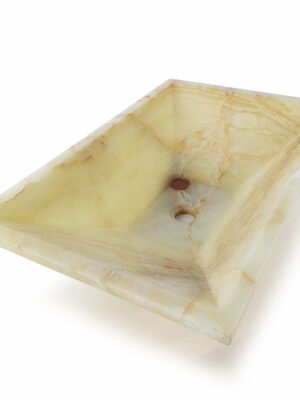 Onyksowa umywalka z onyksu honey w tonacji brązów, w rozmiarze 86,3/41,8/15,2 cm, w wykończeniu polerowanym