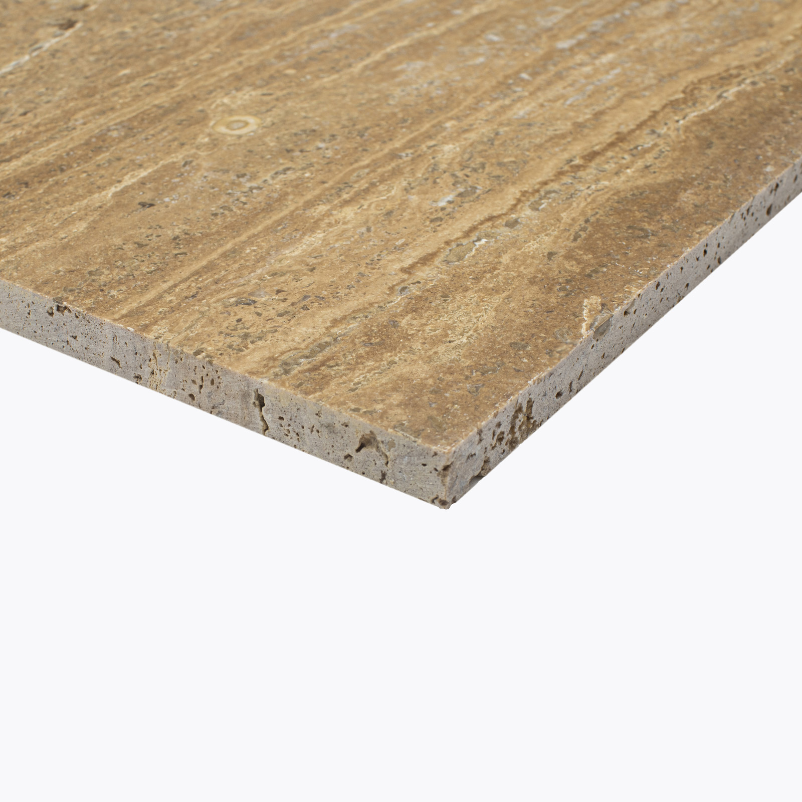 Płytki trawertynowe z brązowego trawertynu Noce w rozmiarze 60x60x2 cm, wykończenie satynowe - obrazek 2